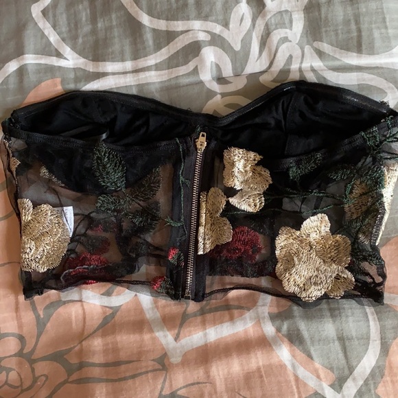 Mesh Rose Embroidered Tube Top - Picture 2 of 2